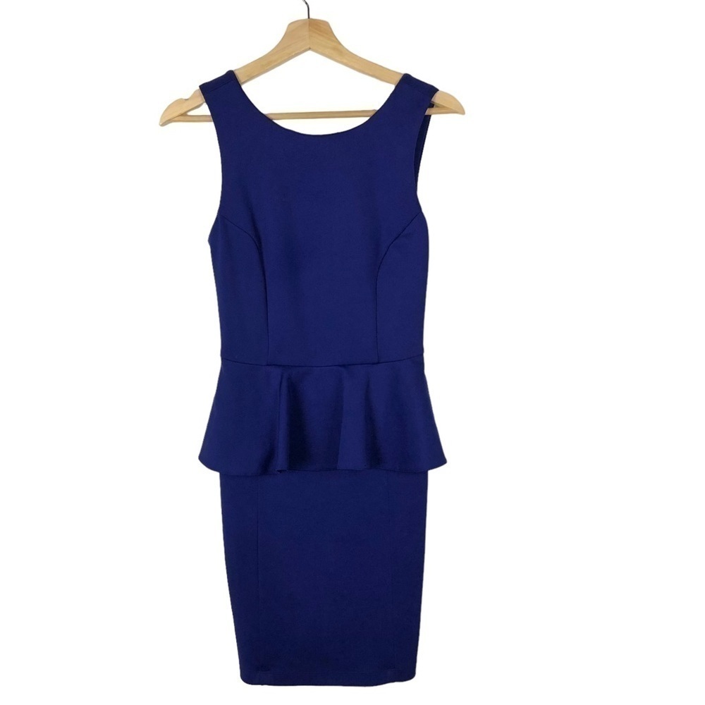 Topshop Royal Blue Peplum Bodycon Knee Length Dress 4